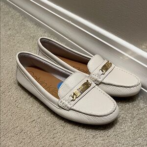Calvin Klein Women's Cream Loafers with Gold Accent